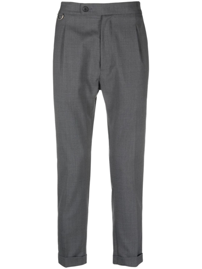 Low Brand Mélange Cropped Tailored Trousers In Grey
