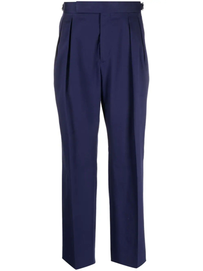 Paul Smith Pleat-detail Straight-leg Tailored Trousers In Blau