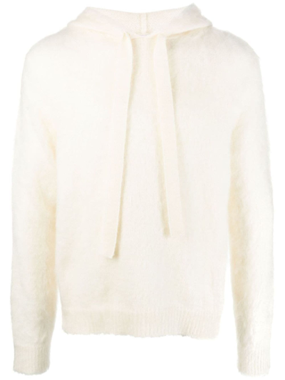 Haikure Knitted Ribbed-hem Hoodie In White