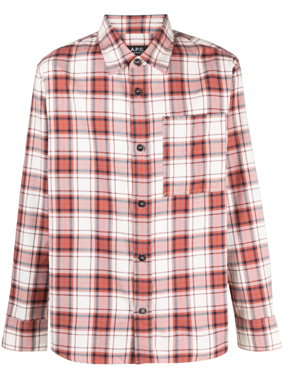 Apc Check-pattern Cotton Shirt In Neutrals