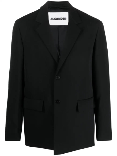 Jil Sander Single-breasted Wool Blazer In Black