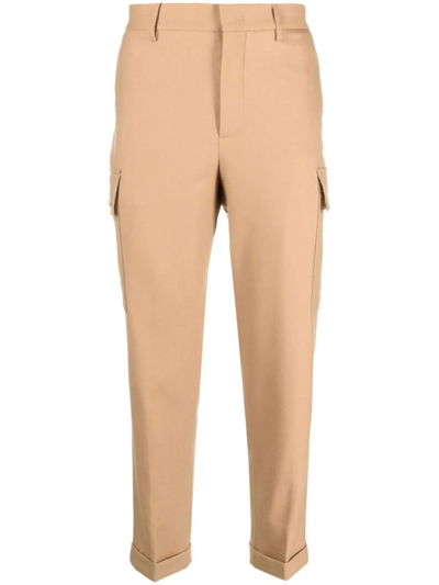 Etro Cargo-pockets Wool Tapered Trousers In Beige