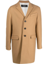 Dsquared2 Camel Brown Virgin Wool Blend Coat In Beige