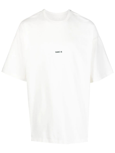 Oamc Logo-print Cotton T-shirt In White