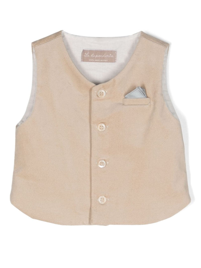 La Stupenderia Beige Waistcoat For Baby Boy In Sand