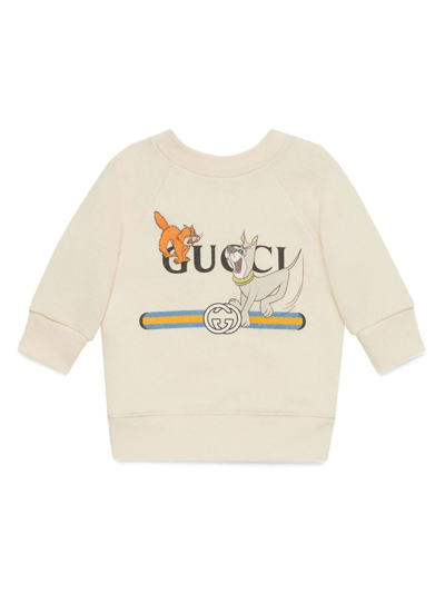 Gucci Kids' Off White Felted Cotton Jersey Sweatshirt