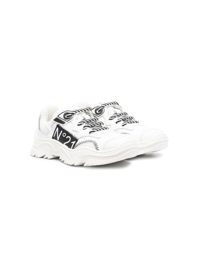 N°21 Kids' White Leather Sneakers