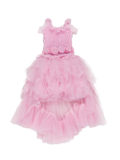 Miss Grant Kids' Long Dress In Pink Tulle