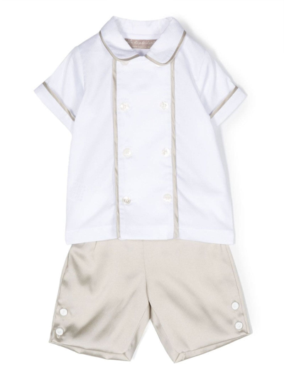 La Stupenderia Babies' Edoardo 双排扣短裤套装 In Beige