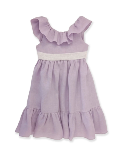 La Stupenderia Kids' Light Lilac Linen Unlined Dress