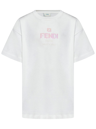 Fendi Kids' White Cotton Tshirt In Gesso