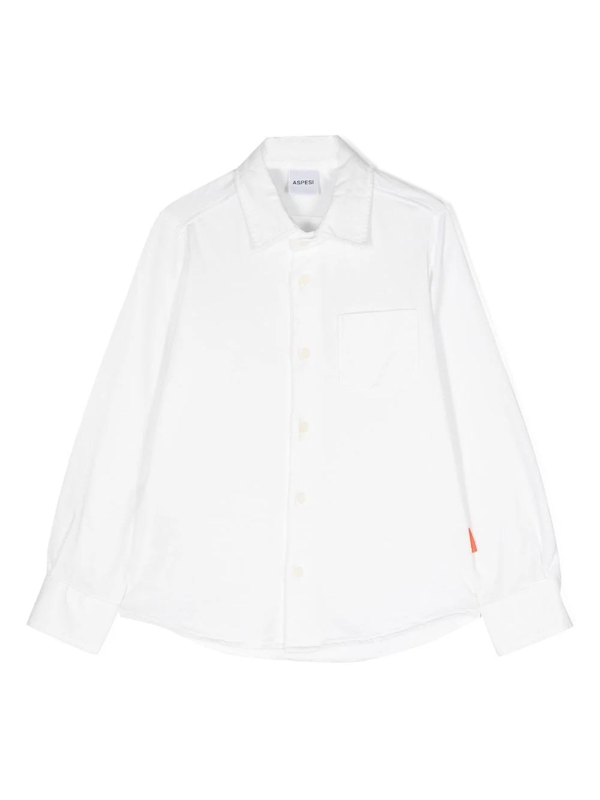 Aspesi Kids classic-collar linen shirt - White