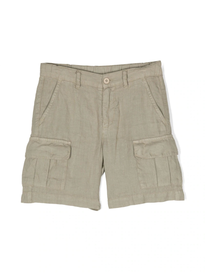 Aspesi Kids' Linen Cargo Shorts In Green