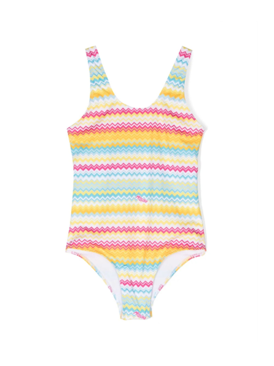 Missoni Kids' Zigzag-print Stretchy Swimsuit In Multicolour