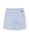 Aspesi Stripped Stretch-cotton Shorts In Bianco+azzurro