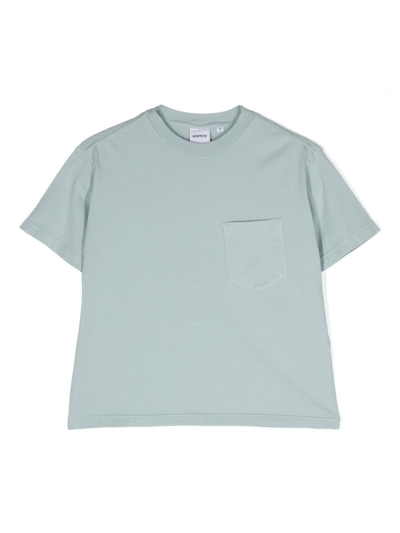 Aspesi Kids' Chest-pocket Cotton T-shirt In Azure