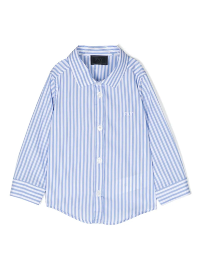 Fay Babies' Striped Cotton Shirt In Clear Blue