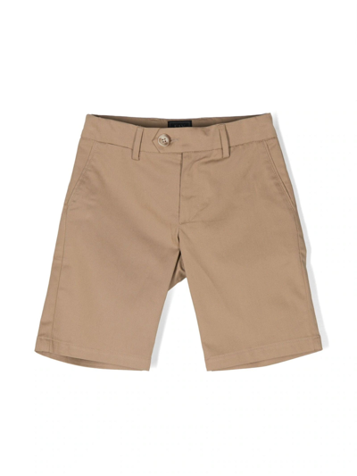 Fay Kids' Embroidered-logo Cotton-blend Shorts In Brown