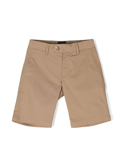 Fay Kids' Logo刺绣棉质混纺运动裤 In Brown