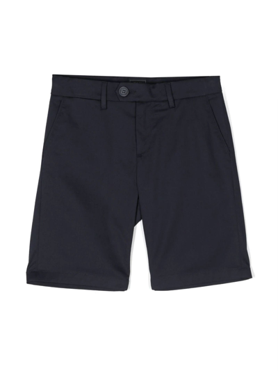 Fay Kids' Plain Stretch-cotton Shorts In Blue