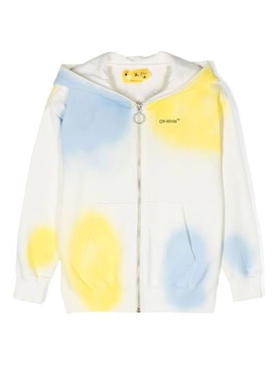 Off-white Little Kid's & Kid's Colour Spot Zip-up Hoodie Sweatshirt In Neutrals