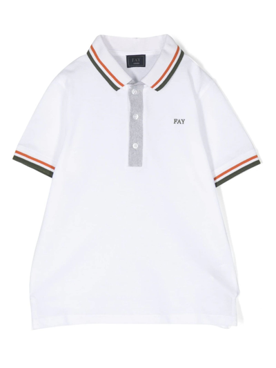 Fay Kids' Logo-embroidered Polo Shirt In White