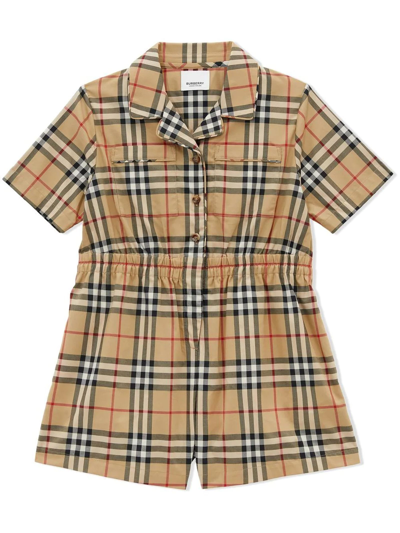 Burberry Kids' Little Girl's & Girl's Meredith Check Playsuit In Archive Beige