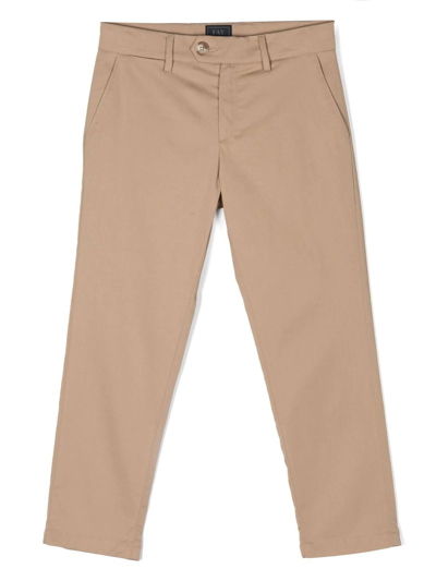 Fay Kids' Slim-cut Leg Chino Trousers In Brown