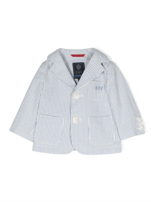 Fay Kids stripe-print cotton shirt - White