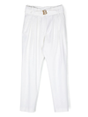 Balmain Pleat-detail Wool Trousers In White