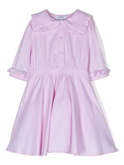 Simonetta Kids' Ruffle-trim Cotton Shirtdress In Purple