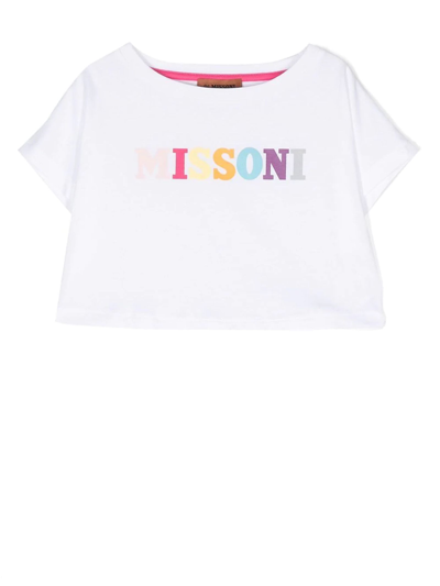 Missoni Kids' Logo-lettering Cotton T-shirt In White