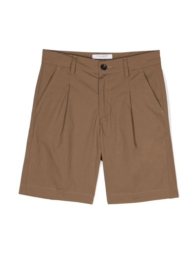 Paolo Pecora Kids' Tailored Cotton Shorts In Brown