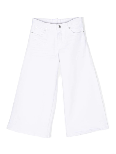 Dsquared2 Kids' Wide-leg Cotton Trousers In White