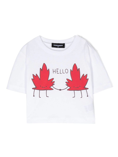 Dsquared2 Kids' Logo-print Short-sleeved T-shirt In Weiss