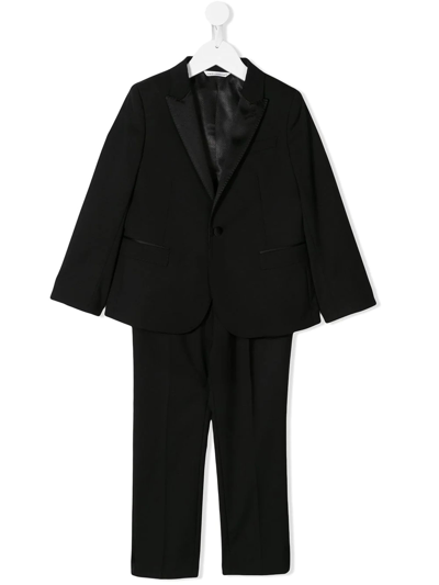 Dolce & Gabbana Kids' Black Virgin Wool Two Piece Suit