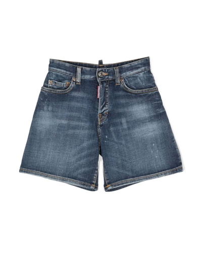 Dsquared2 Kids' 及膝牛仔短裤 In Denim