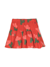 Bobo Choses Flowers Print Viscose & Linen Mini Skirt In Red