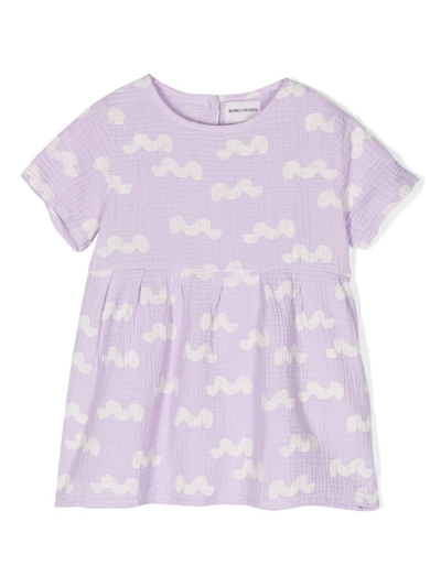 Bobo Choses Babies' Graphic-print Short-sleeved Dress In Purple