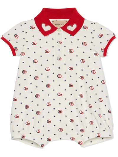Gucci Babies' Double G Cotton Shorties In Cream
