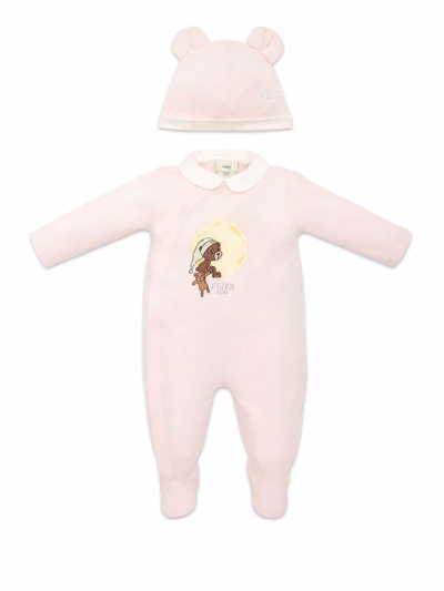 Fendi Baby Set In Pink Jersey