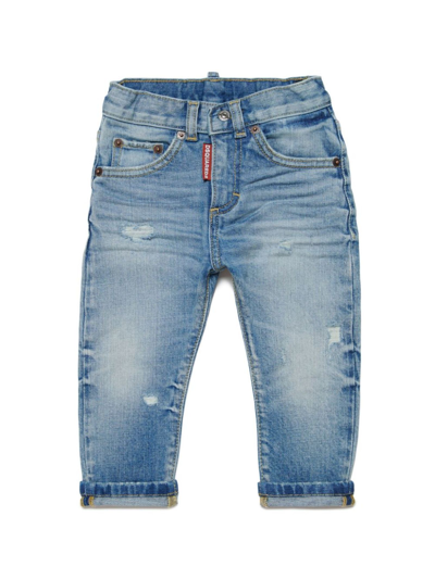 Dsquared2 Kids' Light Blue Stretch-cotton Denim Jeans