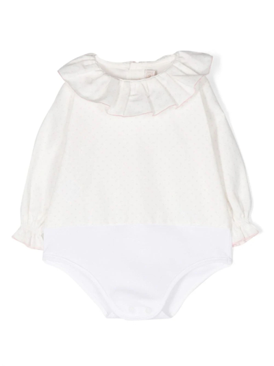 La Stupenderia Babies' Polka-dot Ruffle-collar Cotton Body In White