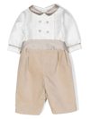 La Stupenderia White And Beige Stretch-cotton Romper In Beige