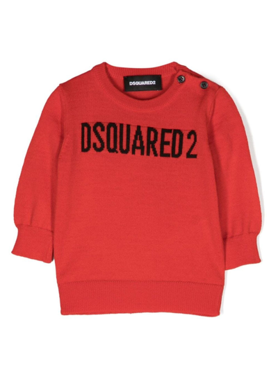 Dsquared2 Kids' Intarsia Sweater In Red