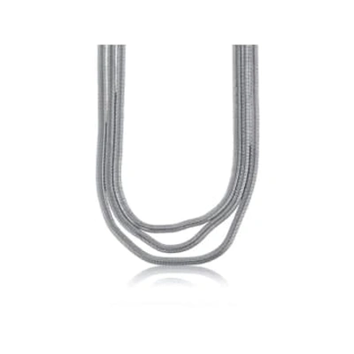 Big Metal Multi Chain Silver Necklace In Metallic