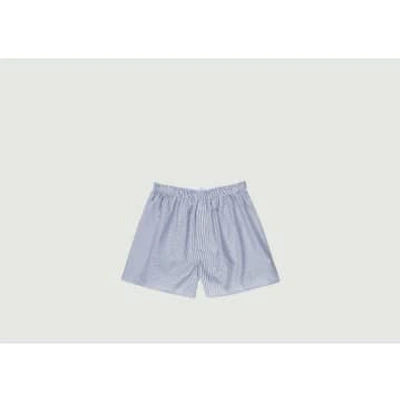 Sunspel Boxer In Popeline In Blue