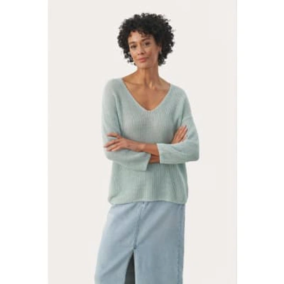 Part Two Etrona Linen Jumper In Ether In Blue