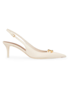 Valentino Garavani Vlogo Signature 60mm Leather Slingback Pumps In Ivory