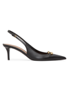 Valentino Garavani Vlogo Signature 80 Leather Slingback Pumps In Black